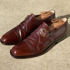 Bruno Magli Italian leather monk strap brogue oxfords Like new